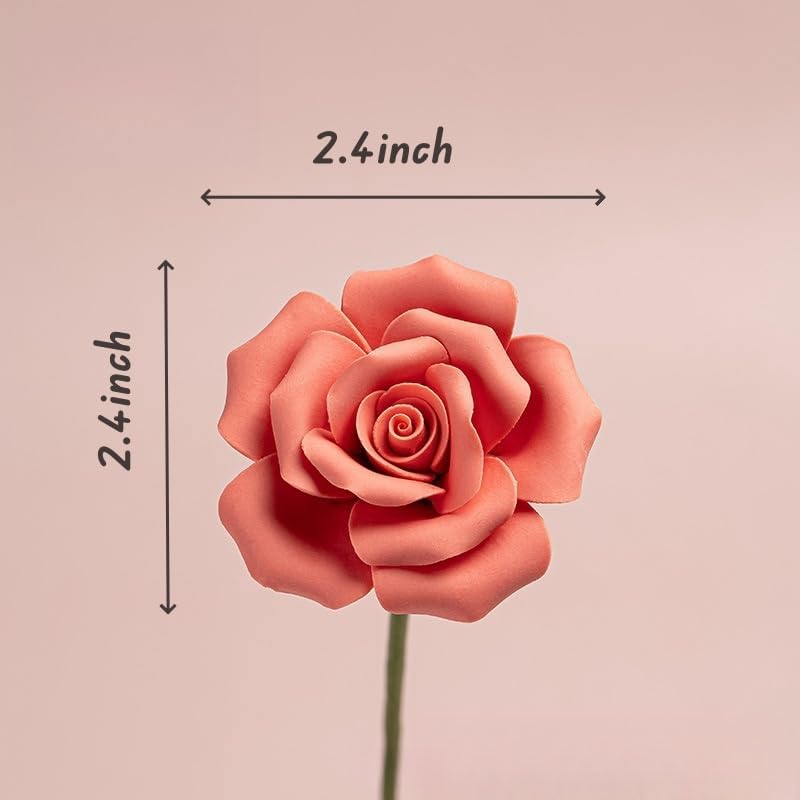 6pcs Handmade Ceramic Roses,Featuring Vibrant Colors and Intricate Petal Details，Wedding Decoration Christmas Decor (red)