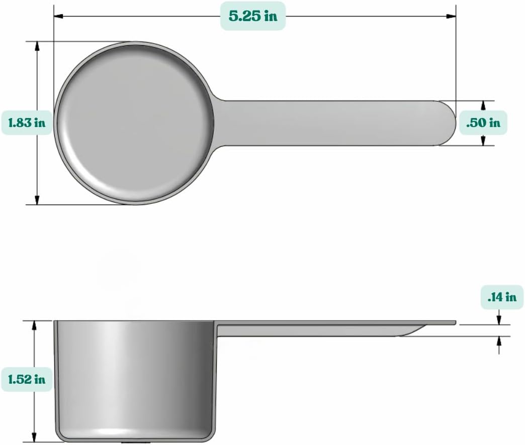 55 mL (55 CC | 1.86 Oz.) Long Handle Scoop for Measuring Coffee, Pet Food, Grains, Protein, Spices and Other Dry Goods (Pack of 5)