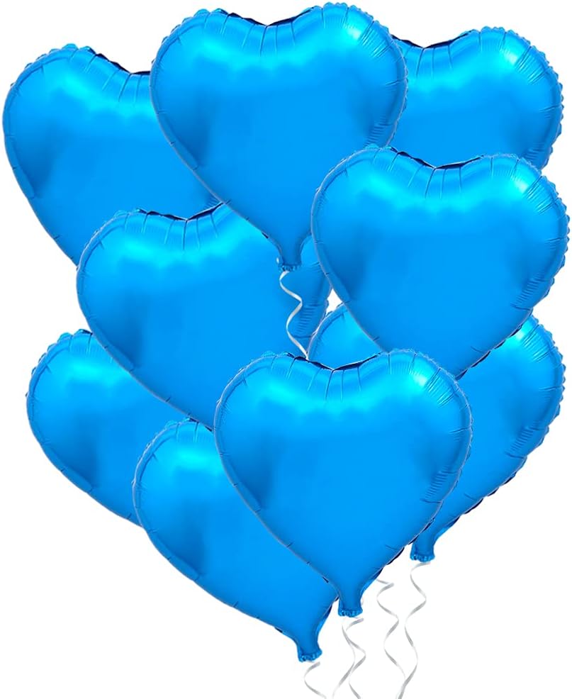 BEISHIDA 30pcs 18inch Blue Heart Foil Balloons for Birthday, Wedding, Engagement Parties