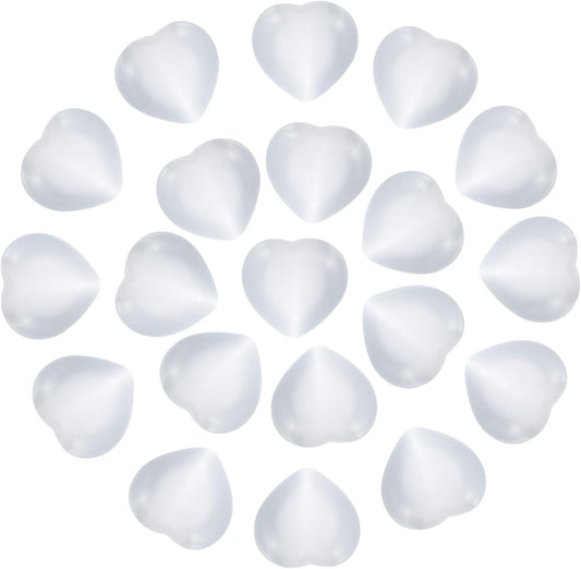 PATIKIL 20 Pcs Natural Heart Shaped Crystal Stone, 0.6 Inch Mini Polished Love Gemstone Crystal, Pocket Rock Engraved Worry Stones for Women Gifts Meditation, White