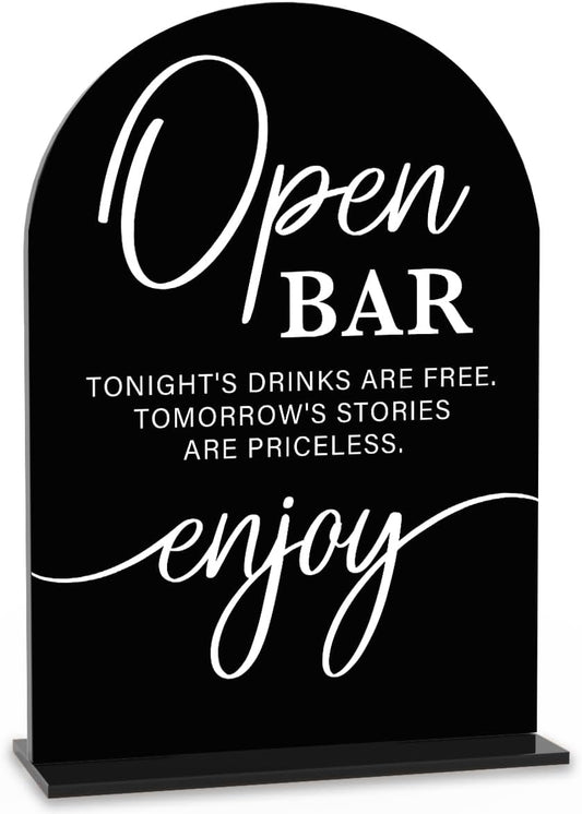 Acrylic Wedding Sign Wedding Signs for Ceremony Open Bar Sign for Wedding Modern Calligraphy Arch Acrylic Table Top Sign for Wedding Reception and Event Party Table(black）