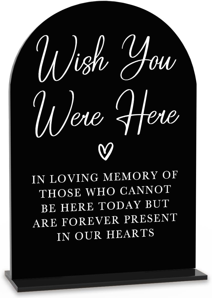 Acrylic Wedding Sign Wedding Signs for Ceremony Wish You Were Here Sign for Wedding Modern Calligraphy Arch Acrylic Table Top Sign for Wedding Reception and Event Party Table(black）