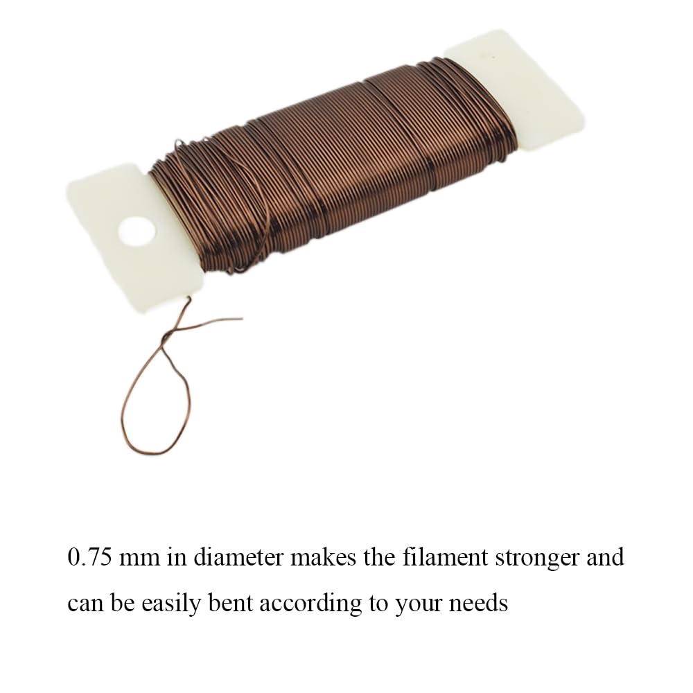 HAHIYO 22Gauge Coffee Color Metal Floral Wire - 1 Roll, 38 Yards (115 Feet) - Flexible Paddle Wire for Craft, Christmas Wreath, Flower Arrangement, Bouquet Wrapping, Wedding, DIY