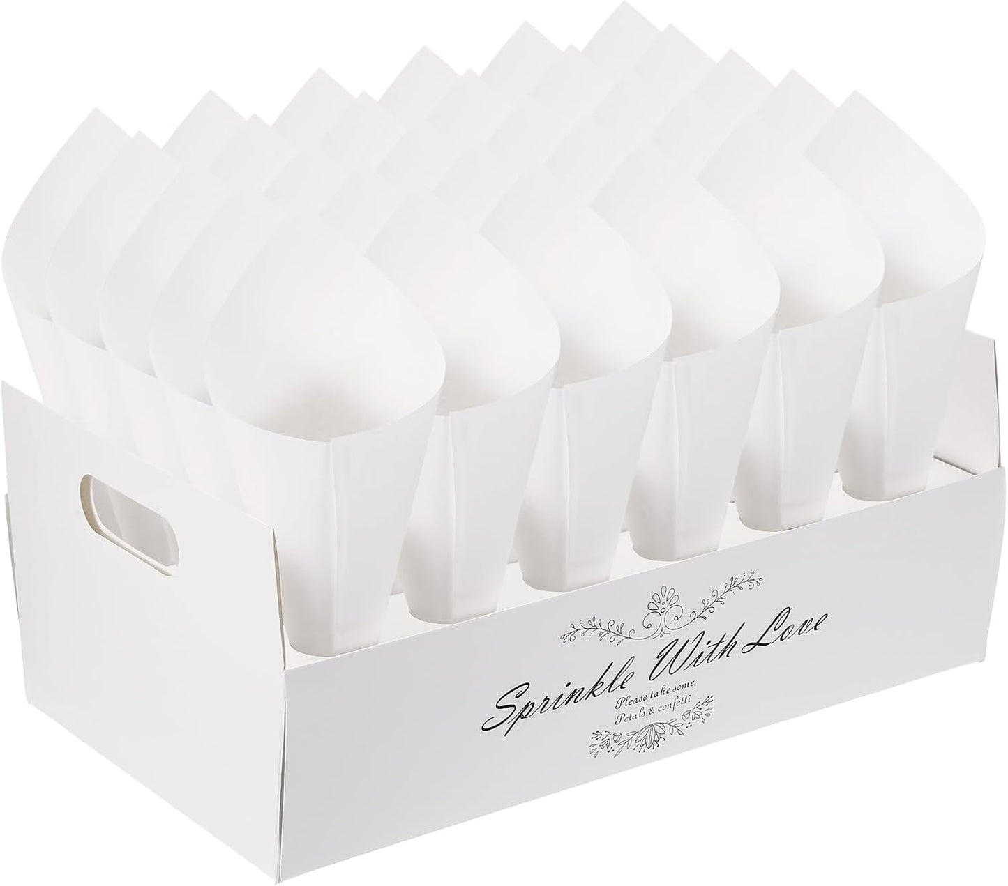 PATIKIL Wedding Confetti Cones Holder Box, 30 Holes Confetti Stand Tray Box Petals Flower Holder for Party Engagement Holiday Birthday DIY Decoration, White