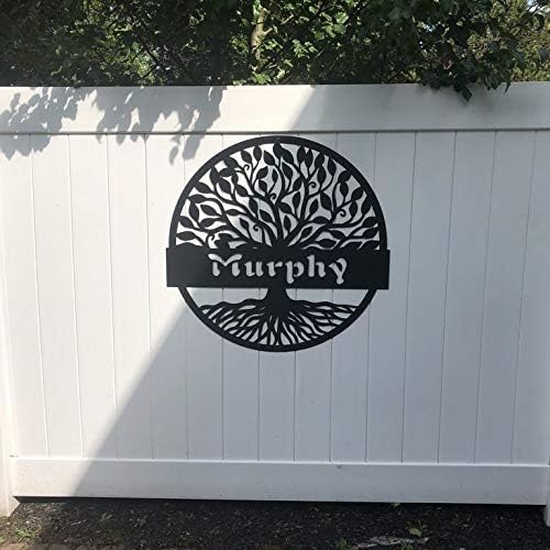 RealSteel Personalized Metal Wall Art - Custom Tree of Life Design with Family Name - Circular Metal Sign - Personalized Wedding, Anniversary, or Housewarming Gift (36")