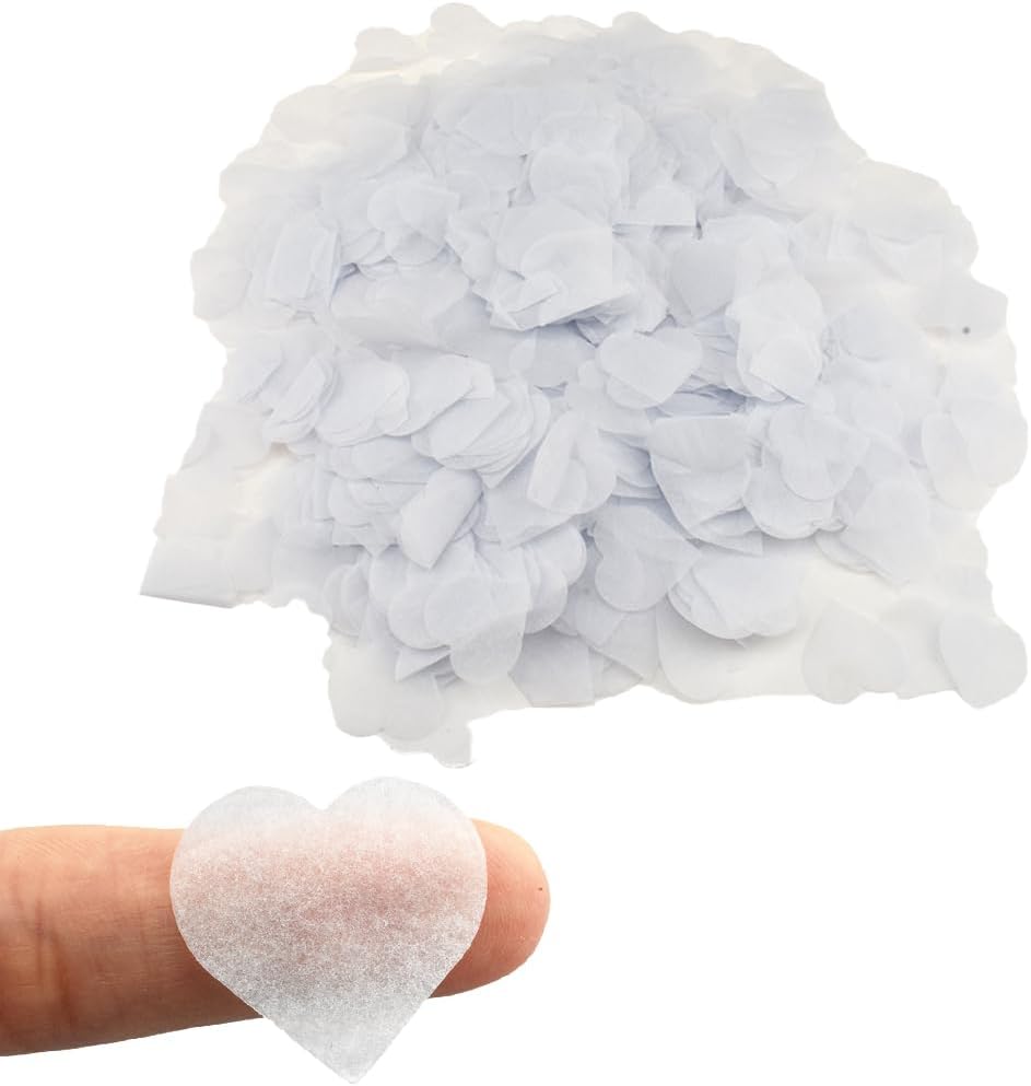 HAHIYO 0.78Inch White Heart Tissue Paper Confetti Table Decoration Confetti Dot Pastel Bulk Table Scatter Confetti Paper for Packaging Wedding Bachelorette Shower Birthday Party, 6000PCs