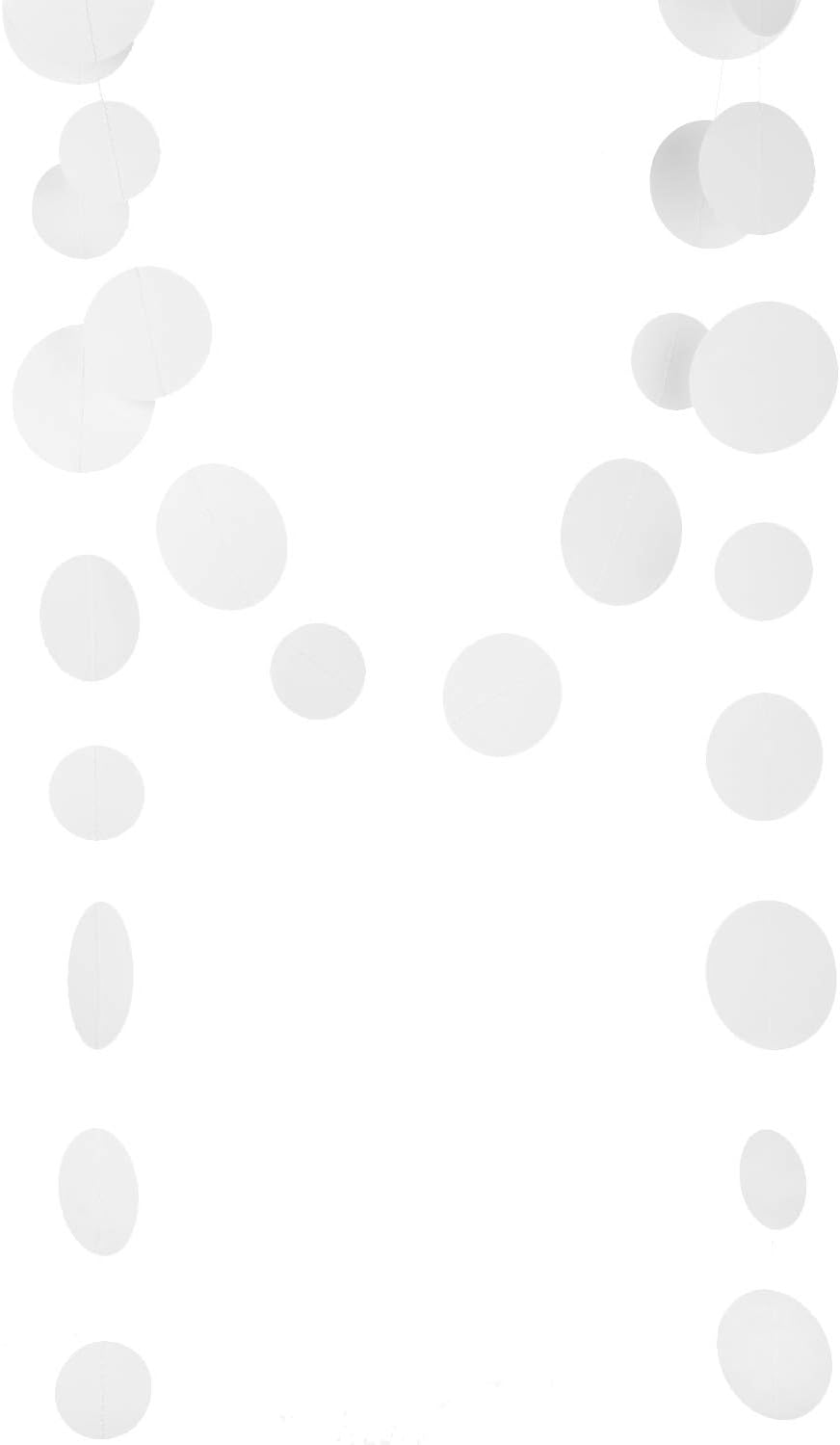 White Paper Garland Circle Dot Party Banner Wall Streamers Backdrop Ceiling Hanging Decorations, 20 Feet in Total