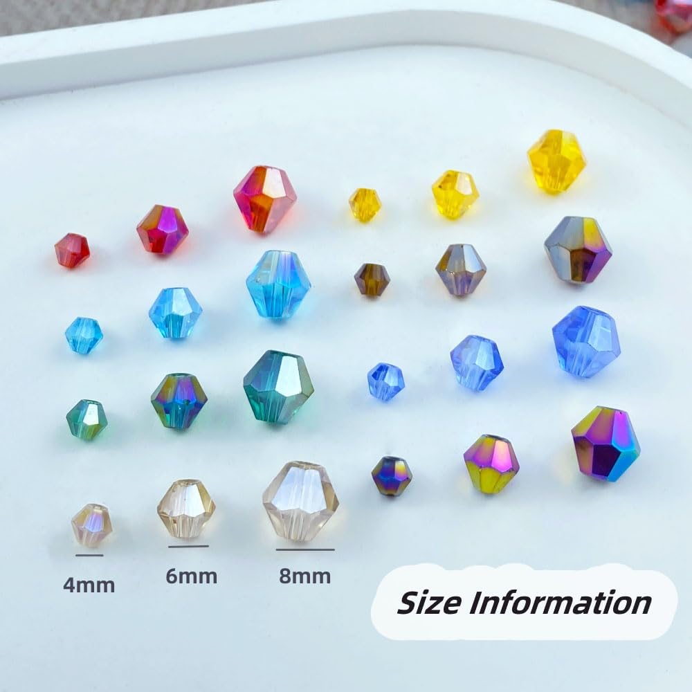 100pcs 8mm Bicone Crystal Glass Beads Loose Spacer Beads Faceted Craft Beads for Jewelry Making DIY Necklace Bracelet Earring Wind Chimes Suncatchers Ornamen(Red AB)