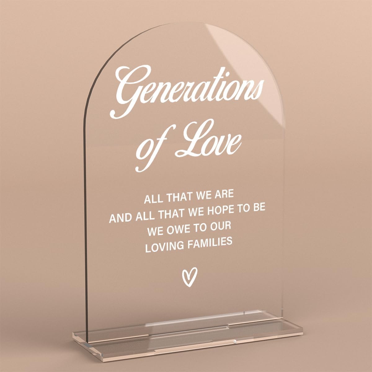 Acrylic Wedding Sign Generations of Love Sign for Wedding Wedding Signs for Ceremony Modern Calligraphy Arch Acrylic Table Top Sign for Wedding Reception and Event Party Table