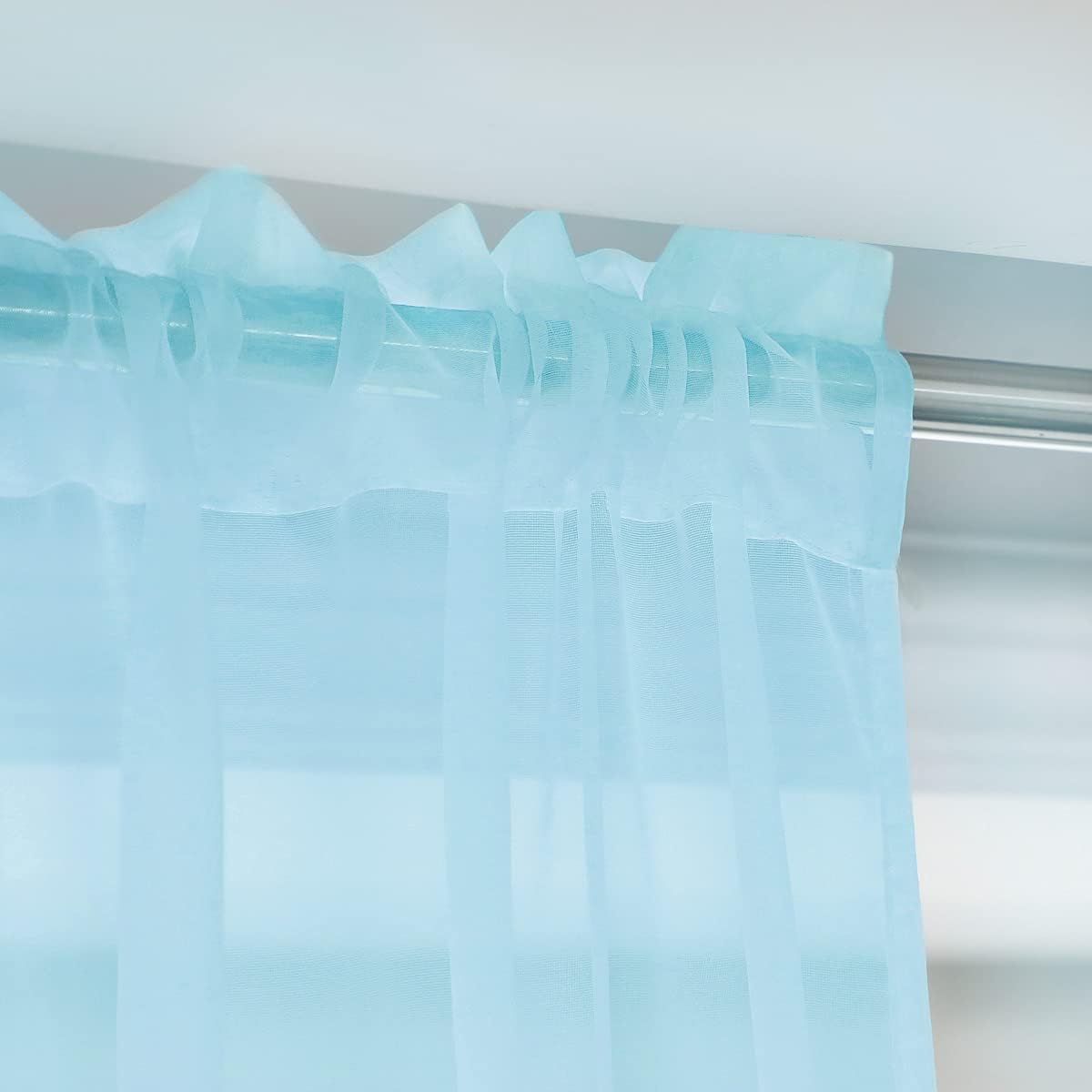 Window Lake Blue Sheer Curtains 60 Inches Width 120 Inches Long 2 Panels Sheer Curtain Clear Curtains Basic Rod Pocket Panel for Home Living Room Bedroom Kids Room Yard Patio Parlor Sliding