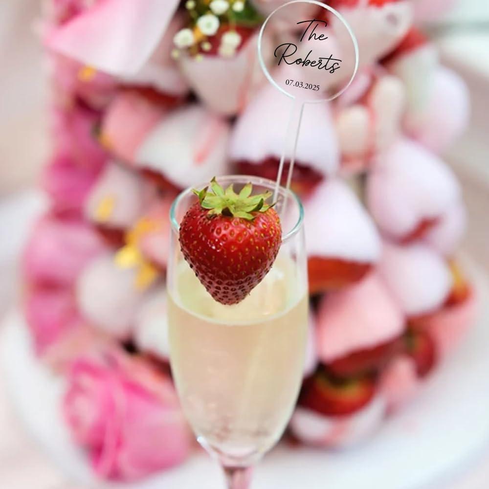 Personalized Wedding Drink Stirrers, Custom Anniversary Stir Swizzle Sticks, Cocktail Bar Last Name Wedding Decorations, Customized Cocktail Stirrers 1