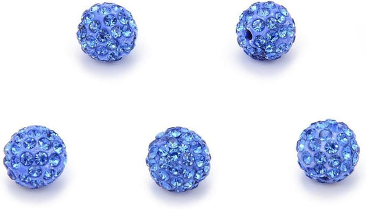 100pcs Adabele Grade A Suncatcher Crystal Rhinestone Pave Loose Beads 12mm Light Sapphire Blue Polymer Clay Disco Ball Spacers Compatible with Shamballa All Craft Jewelry Making DB12-14