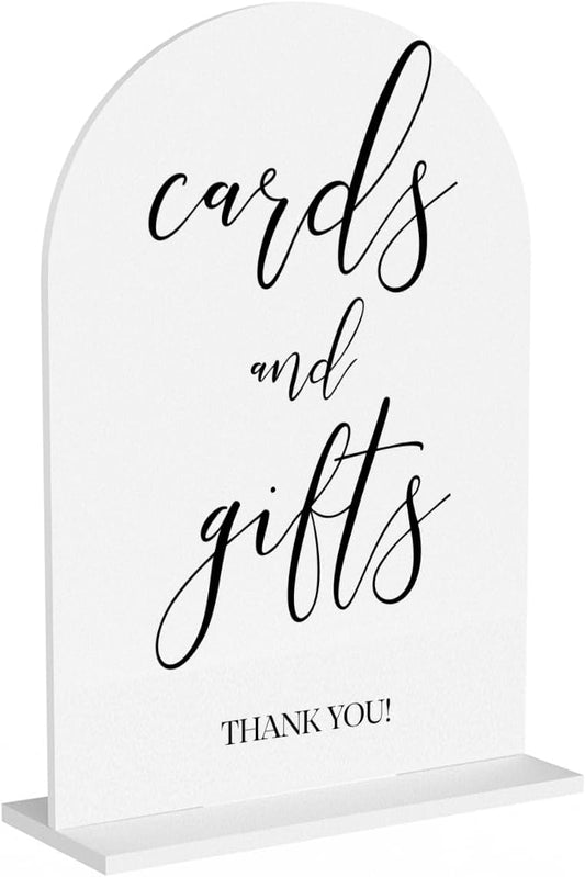 Cards and Gifts Sign, Wedding Engagement Bridal Shower Baby Shower Party Decor for Reception Reception, Weddings White Acrylic Sign
