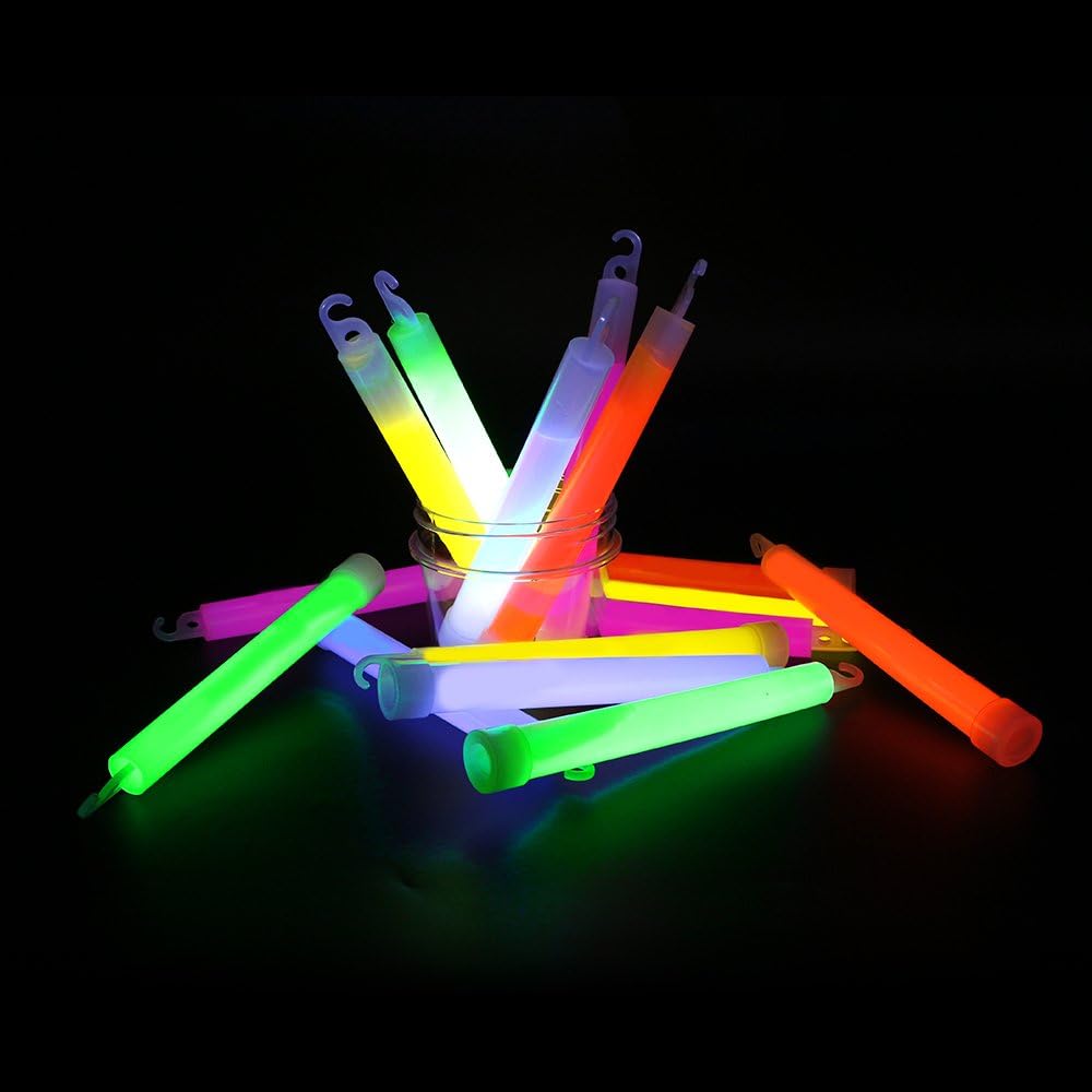 novelinks 50 Pcs 6'' Premium Glow Sticks Bulk - Ultra Bright Large Glow Necklaces Light up Glow in The Dark , Emergency Glow Sticks, Long-lasting Lighting Waterproof(Blue)