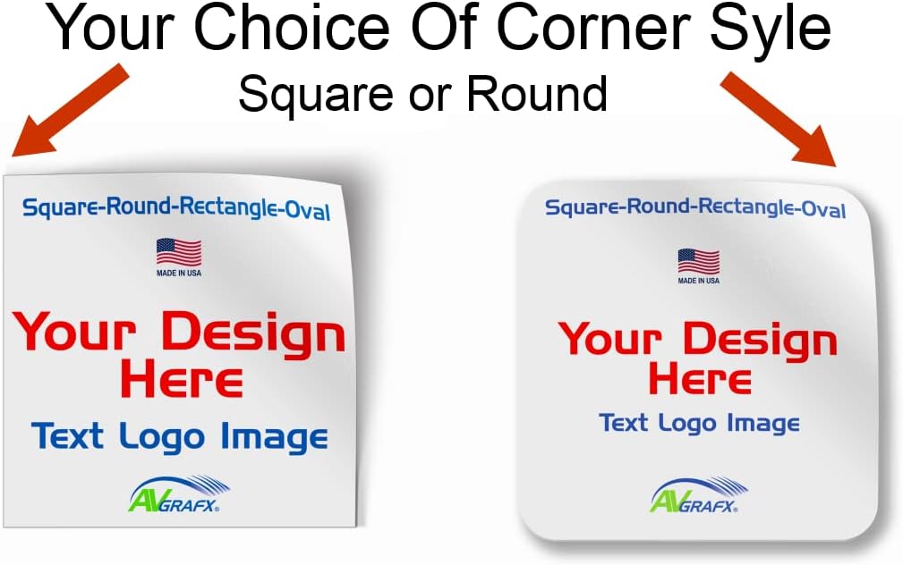 avgrafx 120 Custom 2x2 Square Corner Logo Stickers Labels, Waterproof, Dishwasher Safe - Small Business Sticker with Logos, Personalize with Your Own Designs. - Made in The USA (2x2 Square Corner)