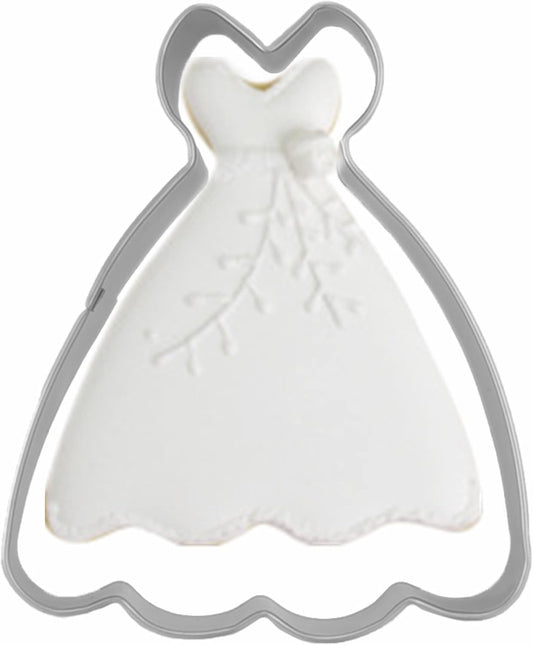 Large Size Dress Shaped Cookie Cutter, Stainless Steel Strapless Princess Dress Wedding Dress Cookie Cutter, 4.3 Inches