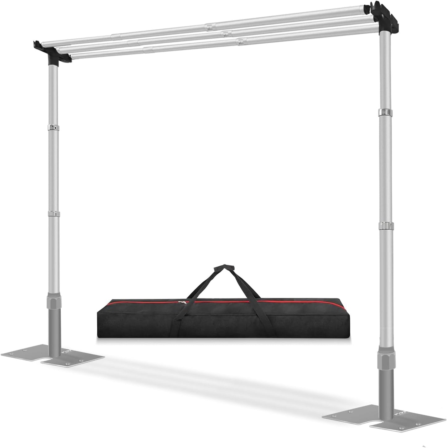 Jiang&Rong 10x10Ft Three Crossbar Backdrop Stand - Heavy Duty Adjustable Metal Frame with Drape Kit, Photographic Studio Backdrop Stand for Wedding, Birthday Party, Banquet Decorations, Events