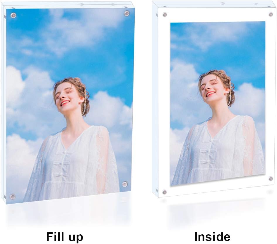 3 Pack 8x10 Acrylic Photo Frame, Clear Double Sided Magnetic Picture Frame 10mm Desktop Display with Stand- Free Soft Microfiber