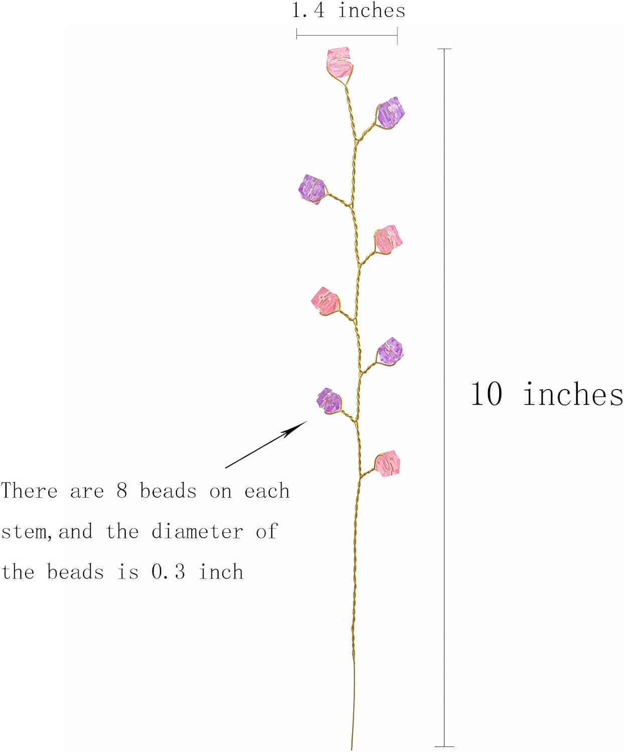 16PCS Crystal Artificial Flowers Bouquets Handmade Acrylic Flower Branches Fake Beaded Baby Breath Floral Crafts for Wedding Party Home Decor