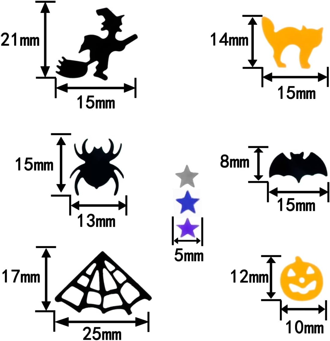Halloween Party Glitter Pumpkin Spider Web Bat Plastic Foil Metallic Sequin Confetti Sprinkle for Table Decoration, 60g