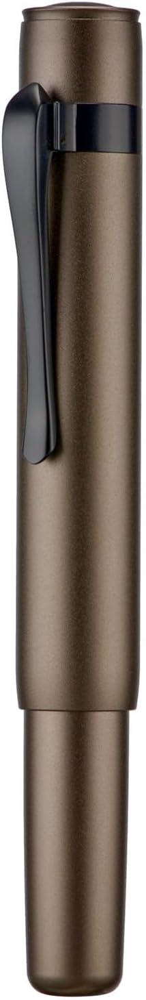 Hongdian M2 Black Forest Mini Fountain Pen, Medium Soft Nib & Sleek Shape Aluminium Short Pocket Travel Pen (Caramel Brown)