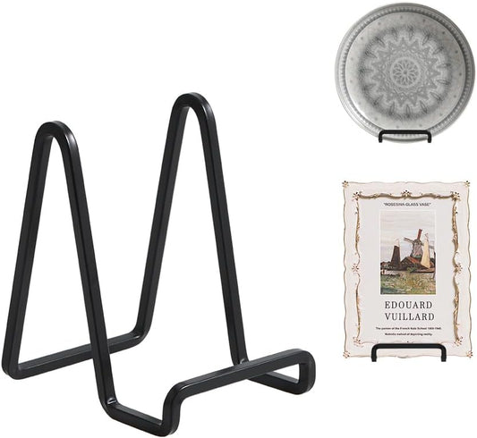 Plate Holder Easel Display Stand - 4.5 inch Metal Plate Stands for Display - Tabletop Picture Stand - Black Iron Easels for Display Pictures | Photo Frames | Book | Decorative Plates | Plaque - 1 Pack