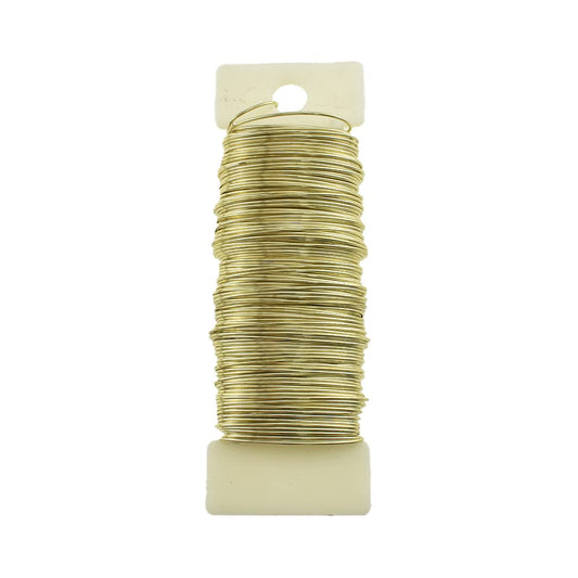 HAHIYO 22Gauge Golden Floral Wire - 1 Roll, 38 Yards (115 Feet) Flexible Paddle Wire for Crafts, Christmas Wreaths, Tree & Flower Arrangement, Bouquet Wrapping, Wedding DIY