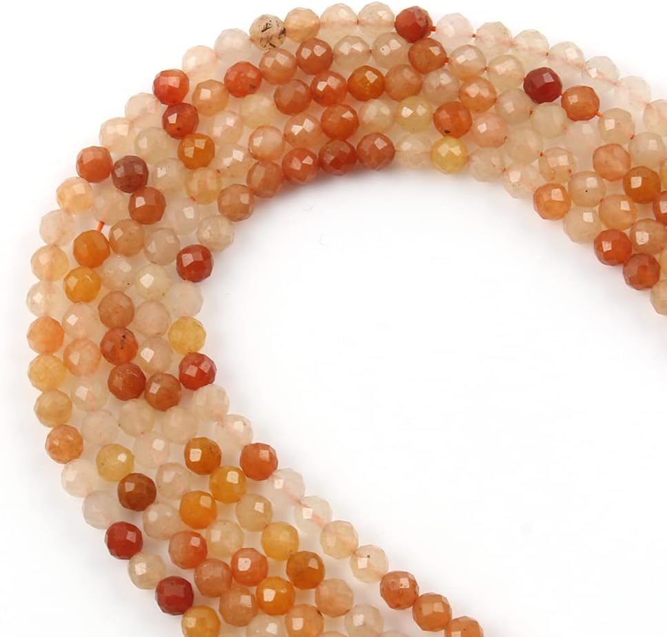 Song Xi 180pcs 2mm Natural Red Aventurine Gemstone Beads Faceted Round Loose Stone Beads for Jewelry Making