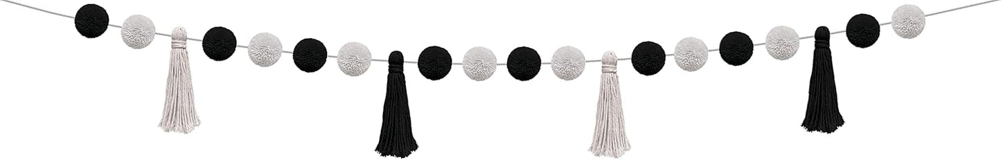 Teacher Created Resources Black and White Pom-Poms and Tassels Garland