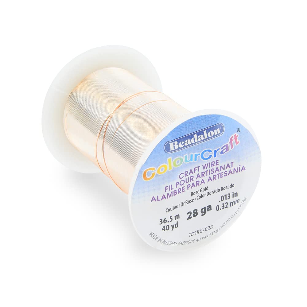 Beadalon ColourCraft Wire, 28 Gauge, Rose Gold Color Silver Plated, 40 yd Spool