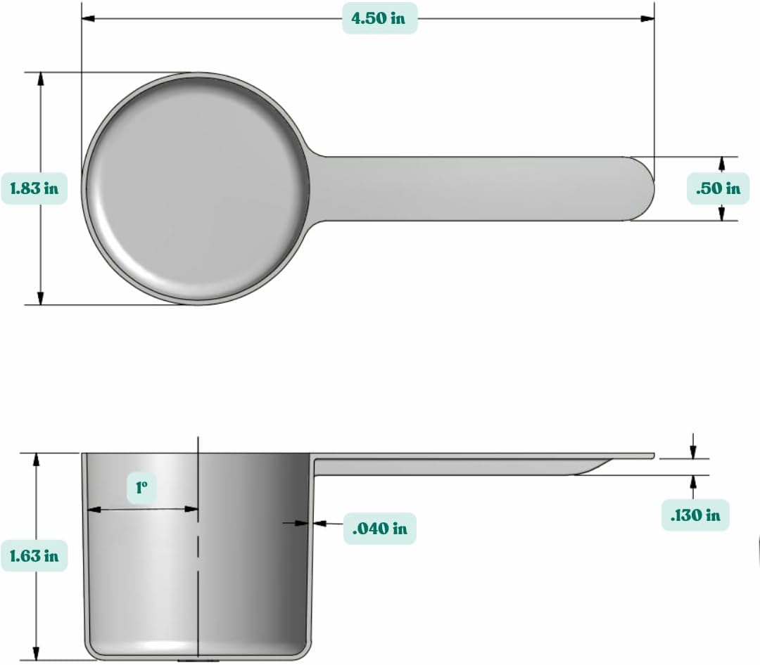1/4 Cup (4 Tablespoon | 2 Oz. | 60 mL) Long Handle Scoop for Measuring Coffee, Pet Food, Grains, Protein, Spices and Other Dry Goods (Pack of 1)