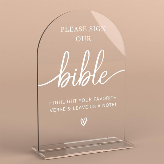 Acrylic Wedding Sign Wedding Signs for Ceremony Please Sign Our Bible Sign for Wedding Modern Calligraphy Arch Acrylic Table Top Sign for Wedding Reception and Event Party Table