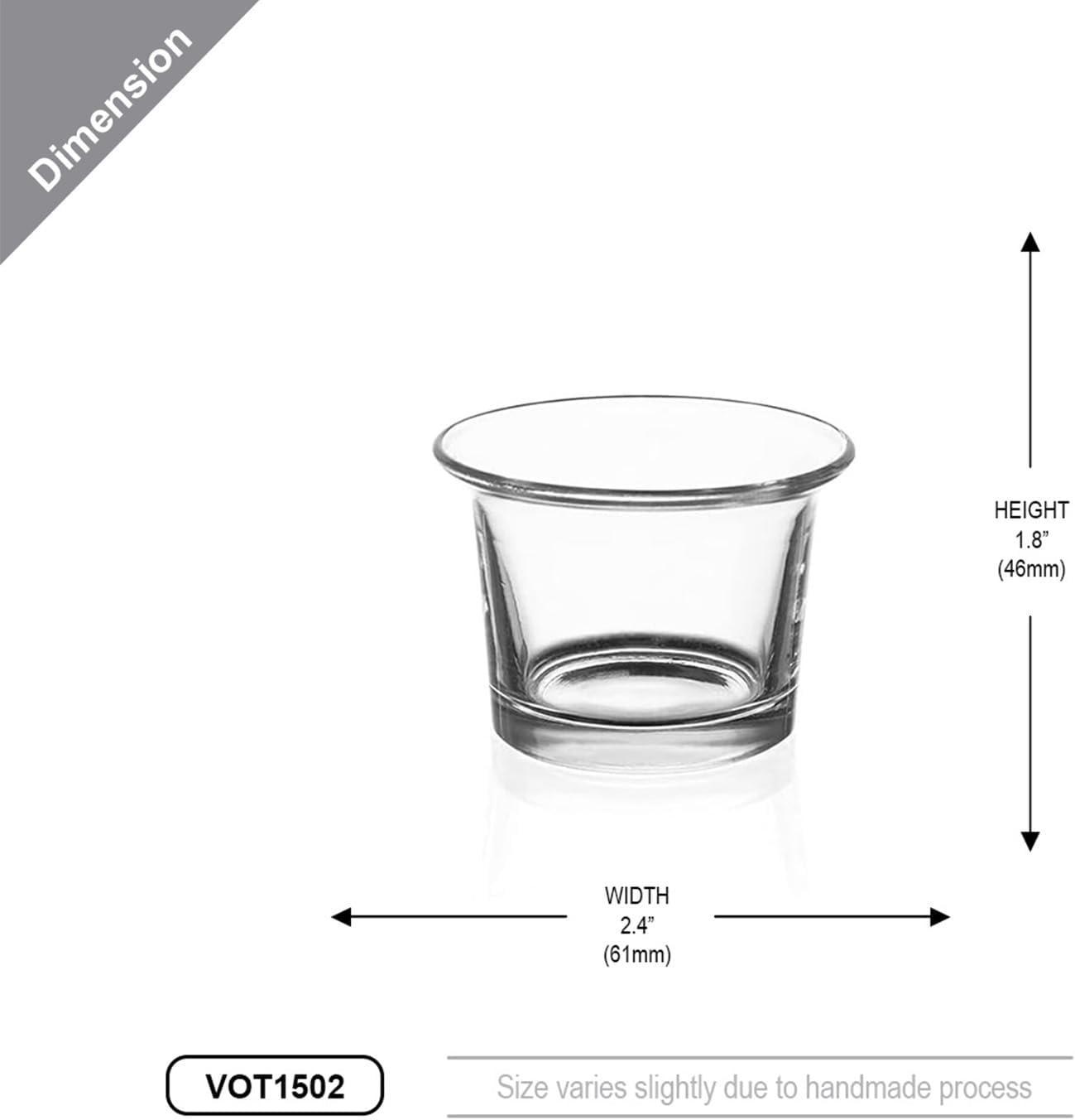 WGV Flare Lip Cylinder Tea Light Votive Candle Holder 2.4" W x 1.75" H, Clear Oyster Glass Cup, Small Accent Decor, 1 Pc