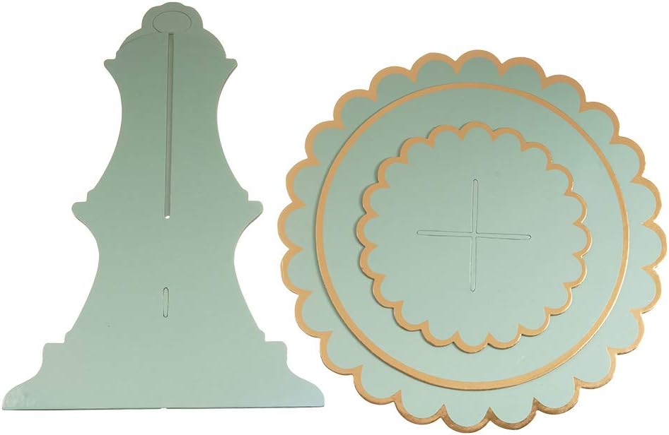 3-Tier Cupcake Stand, Lace Trim Cake Stand holder, Tiered DIY Cupcake Stand Tower for Dessert Table Displays, Birthday Theme Party Favors Decoration, Floral Tea Party, 12"W x 12.8"H, Mint Green