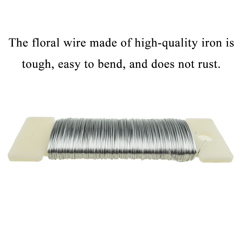 HAHIYO 26Gauge Silver Wire - 1 Roll, 38 Yards (115 Feet) Flexible Floral Wire for Crafts, Christmas Wreaths, Tree & Flower Arrangement, Wedding DIY