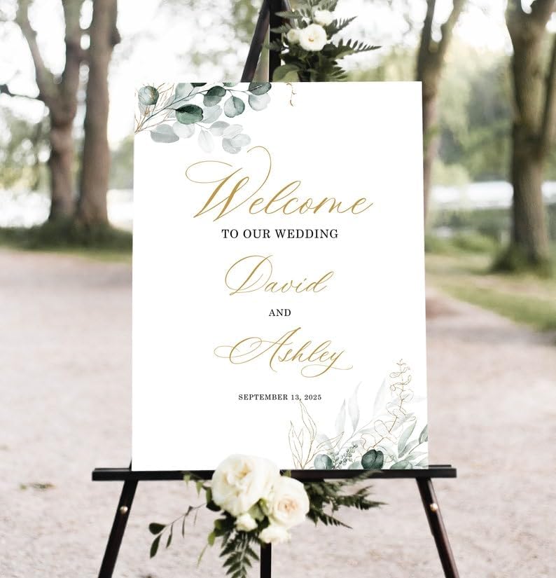 Greenery Wedding Welcome Sign, Welcome Wedding Sign Template, Script Wedding Welcome Sign, Modern Wedding Signs, Wedding Sign Welcome