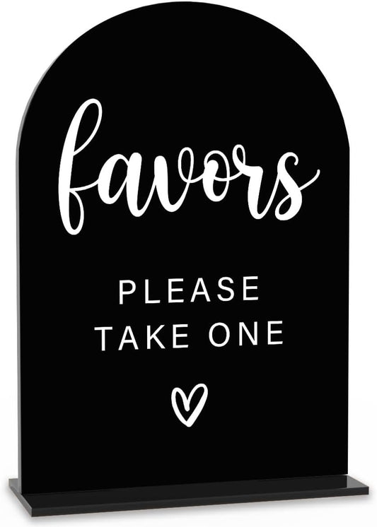 Acrylic Wedding Sign, Bridal Shower Decorations, Favors Please Take One Sign for Ceremony, Modern Font Table Signs, Acrylic Table Top Signs for Wedding Reception and Event Party (Black)