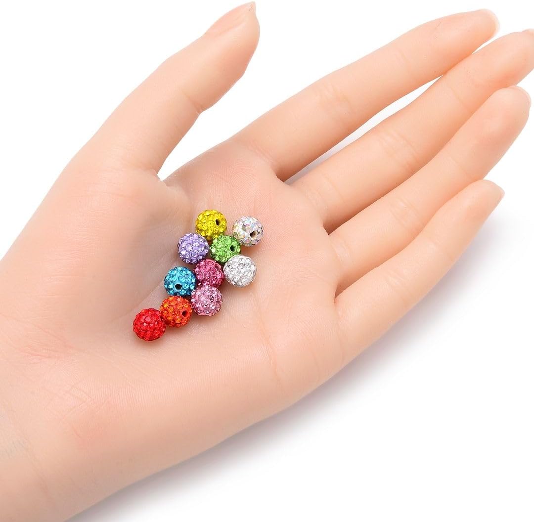 100pcs Adabele Grade A Suncatcher Crystal Rhinestone Pave Loose Beads 8mm Tanzanite Purple Polymer Clay Disco Ball Spacers Compatible with Shamballa All Craft Jewelry Making DB8-26
