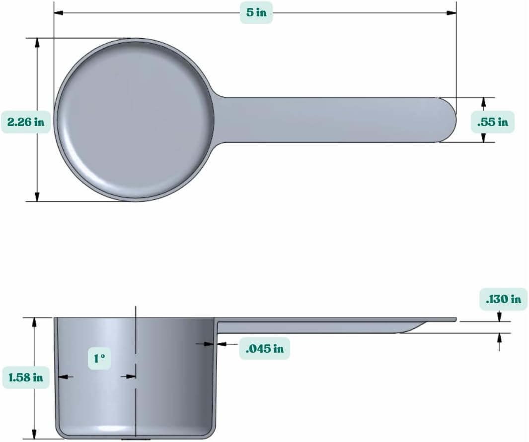 3/8 Cup (3 Oz. | 6 Tablespoon | 90 mL) Long Handle Scoop for Measuring Coffee, Pet Food, Grains, Protein, Spices and Other Dry Goods (Pack of 5)