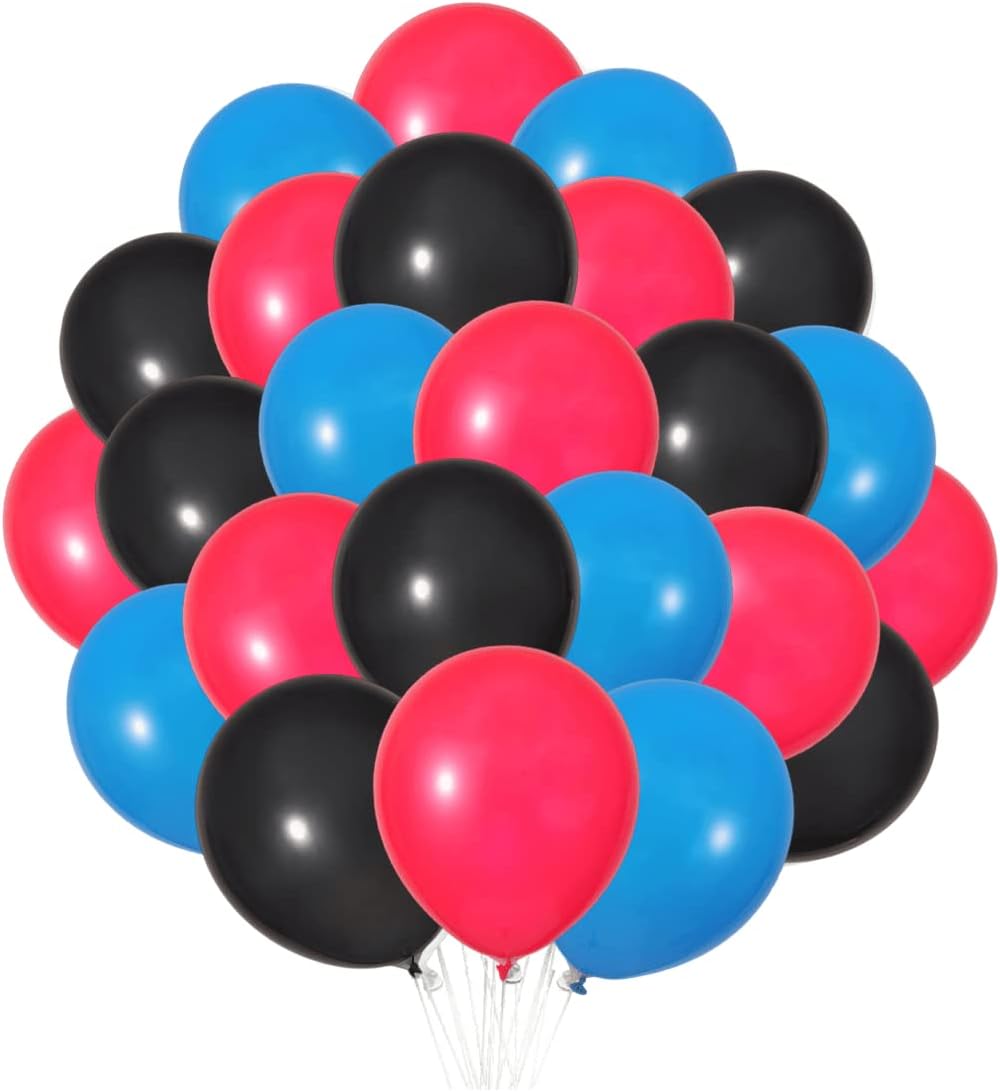 300 Pack Red Black Blue Balloons 100 of each of the 3 colors 12 inch Red Black Blue Latex Party Balloon Bulk for Various Party Events Decorations