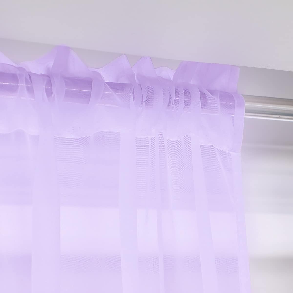 Purple Sheer Curtains 60 Inches Width 84 Inches Long 2 Panels - Clear Basic Rod Pocket Panel for Home Living Room Bedroom Kids Room Yard Patio Parlor Sliding Window