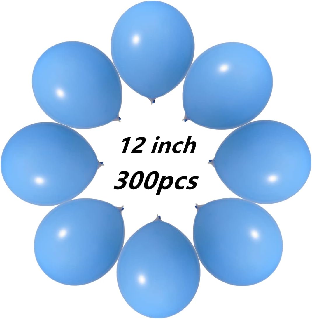 300 Pack Light Blue Balloons 12 inch Blue Latex Party Balloon Bulk for Various Party Events Decorations