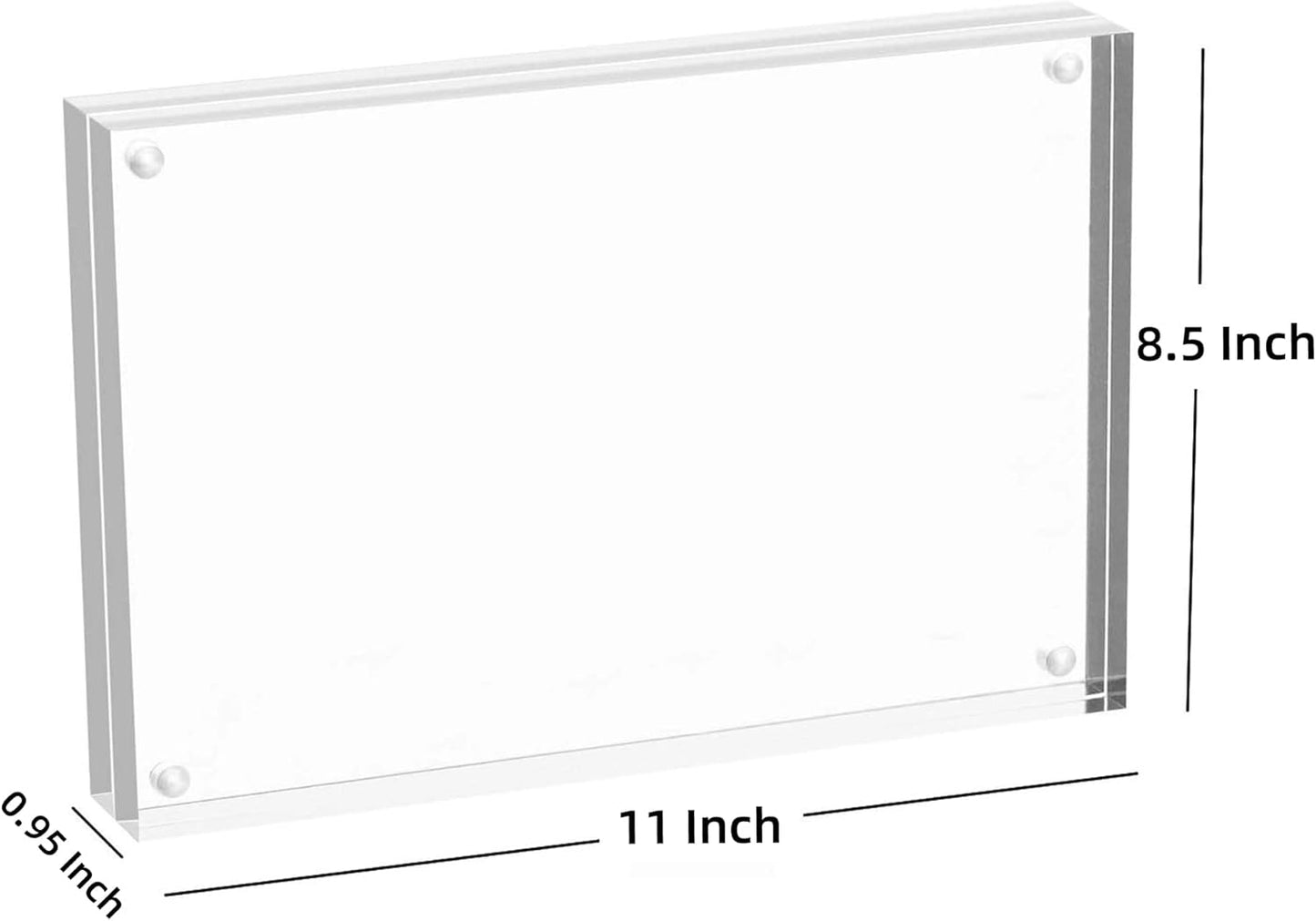 Meetu Acrylic Picture Frame 8.5x11,Clear Freestanding Double Sided 24mm Thickness Frameless Magnetic Photo Frames Desktop Display with Gift Box Package (1 Pack)