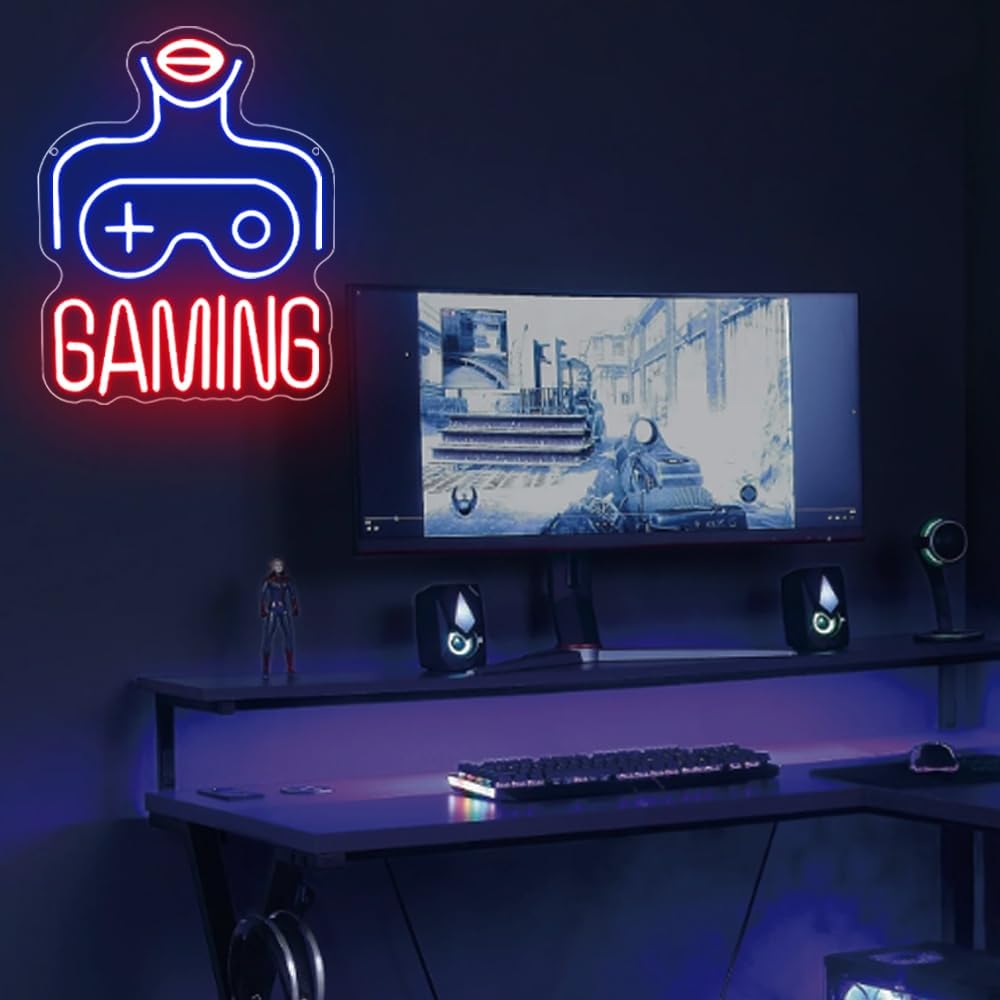 Gaming LED Lights for Wall Decor,Video Game Room Neon Sign Gift for Teens Boys Men Gamer,Lady Body Light Up Sign for Man Cave Home Bar Bedroom Pub Club Birthday Party USB Powered（14.2"*10.2"）
