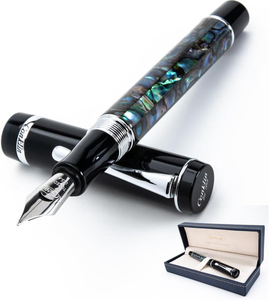 Conklin Duragraph Fountain Pen Abalone Nights - Medium Nib, Elegant Writing Instrument with Exquisite Abalone Finish