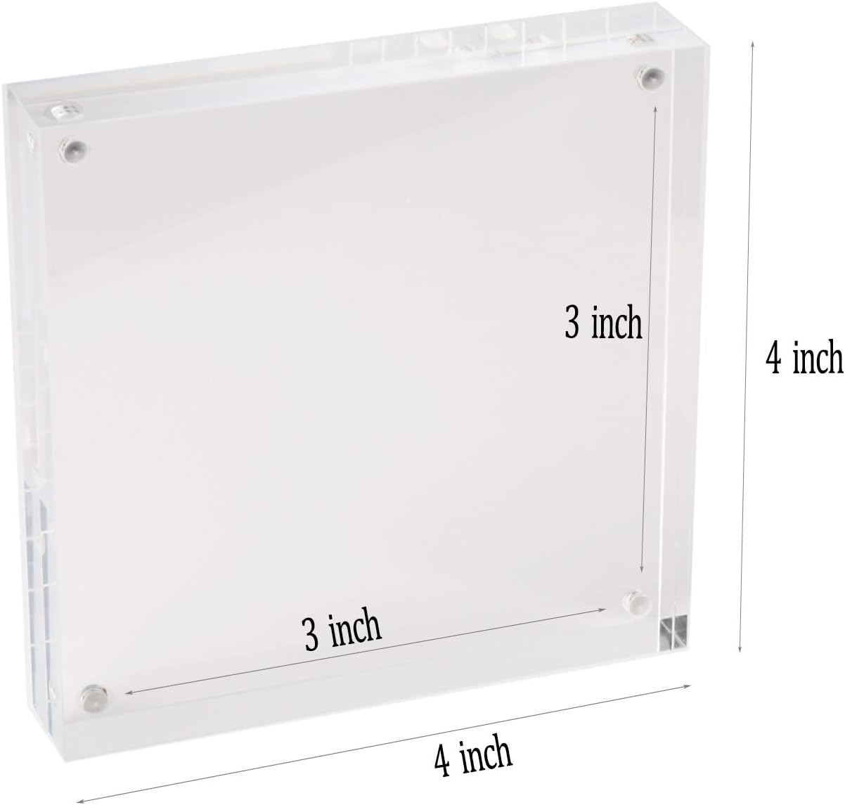 Meetu Acrylic 4x4 Picture Frame Clear Two Sided Desk Photo Frame Magnetic Frame Inner Size 3x3 with Gift Pack for Display Family Pictures Baby Photos Friends Pictures or Pet Dog Picture（5 Pack）