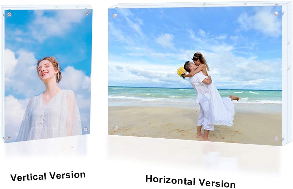Acrylic Photo Frame 5x7-3 Pack Clear Double Sided Magnetic Picture Frameless Desktop Display with Photo Frame Support Stand Best Gift for Family, Baby, Document Photo Frames- Free Soft Microfiber