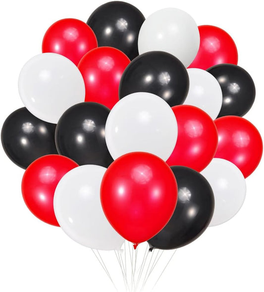 300 Pack Red Black White Balloons 100 of each of the 3 colors 12 inch Red White Black Latex Party Balloon Bulk for Various Party Events Decorations