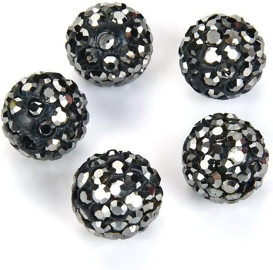 100pcs Adabele Grade A Suncatcher Crystal Rhinestone Pave Loose Beads 12mm Jet Hematite Black Polymer Clay Disco Ball Spacers Compatible with Shamballa All Craft Jewelry Making DB12-31