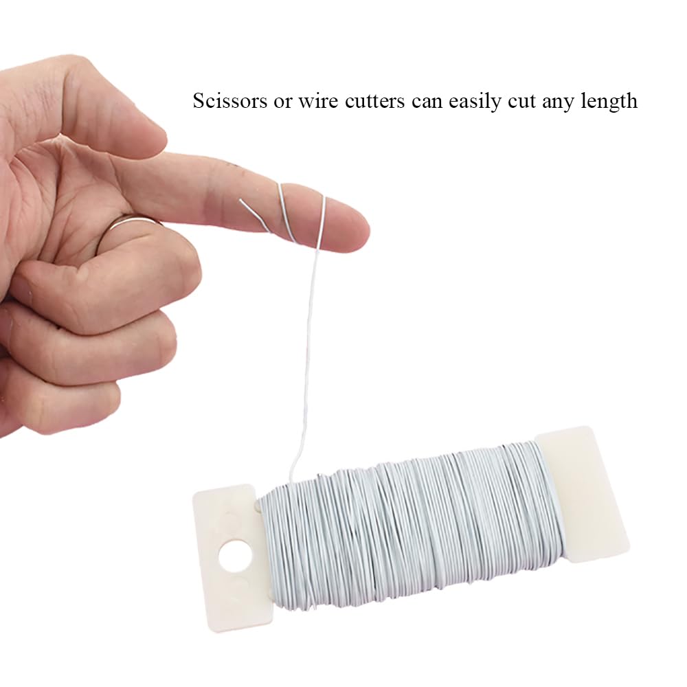 HAHIYO 22Gauge White 3Roll Total 115Yards(345Feet) Metal Floral Wire Flexible Paddle Wire for Crafts Christmas Wreaths Tree Flower Arrangement Bouquet Wrapping Wedding DIY